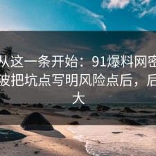 反转从这一条开始：91爆料网密码管理这波把坑点写明风险点后，后劲太大
